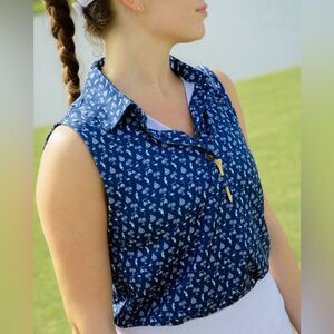 Kenny flowers THE‎ AFTERNOON ROUND
NAVY - LADIES SLEEVELESS GOLF POLO size L NWT